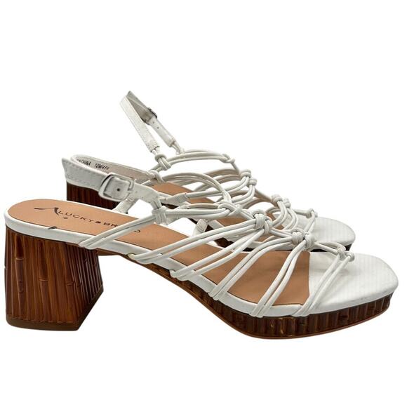 Lucky Brand‎ Women's White Bassie Block Heels Strappy Sandals Size 10M - Picture 4 of 14